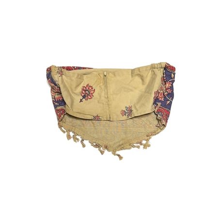 【USED】00's POLO JEANS CO. RALPH LAUREN Indian Cotton Printed Fringe Bustier Top