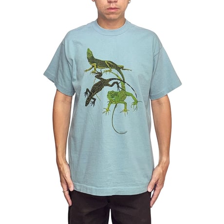 【USED】90's Lizard Graphic T-shirt Slate Blue