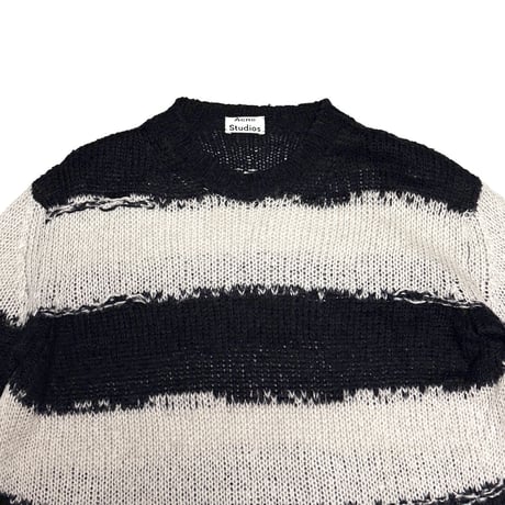 【USED】2020AW Acne Studios Distressed Striped Mohair-Blend Knit Sweater