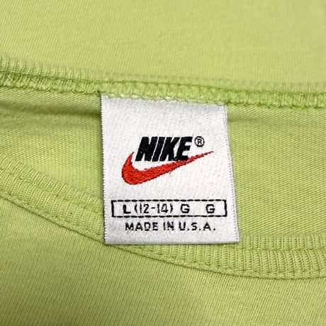 【USED】90's NIKE Tennis Center Logo Cropped T-shirt Lime Green