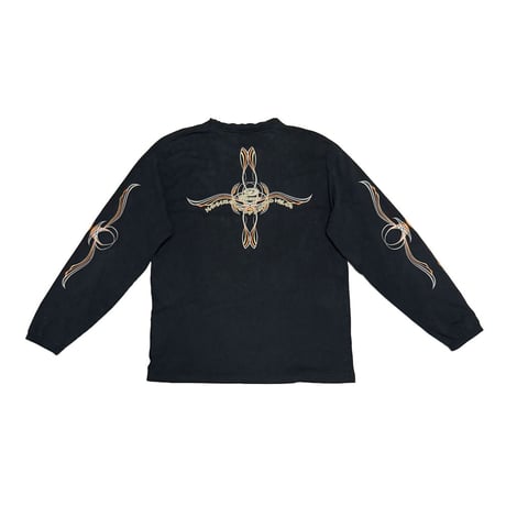 【USED】00's PIKO Pinstripe Graphic L/S T-shirt Black