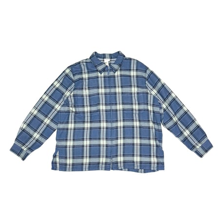 【USED】90's CLASSICS BY JANTZEN Blue Plaid Zip-Up Flannel Shirt