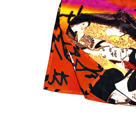 【USED】80's-90's KANSAI YAMAMOTO Ukiyo-e Beauty & Graffiti Print Long Sleeveless Top