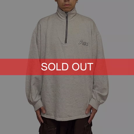 【USED】90's ASICS Half-Zip High Neck Sweatshirt Made in Italy