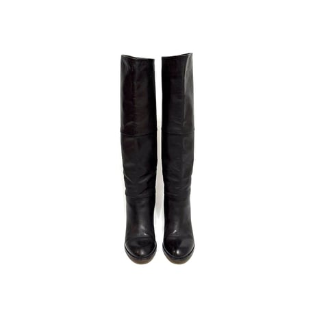 【USED】90's Veronique Branquinho Leather High Heel Long Boots Black