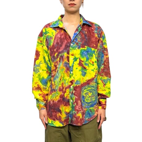【USED】90's KANSAI profumo Abstract Art Print Rayon Shirt