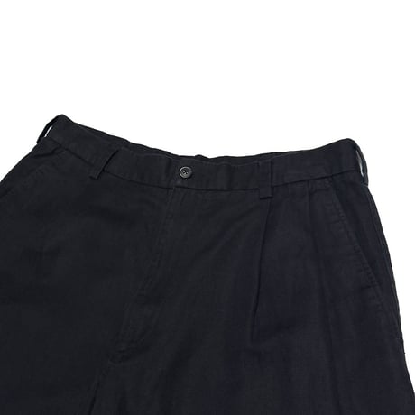 【USED】00's Caribbean Cotton Linen Two-Tuck Shorts Black