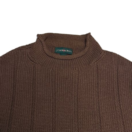 【USED】00's J.CREW ALWAYS Roll Neck Cotton Knit Sweater Brown