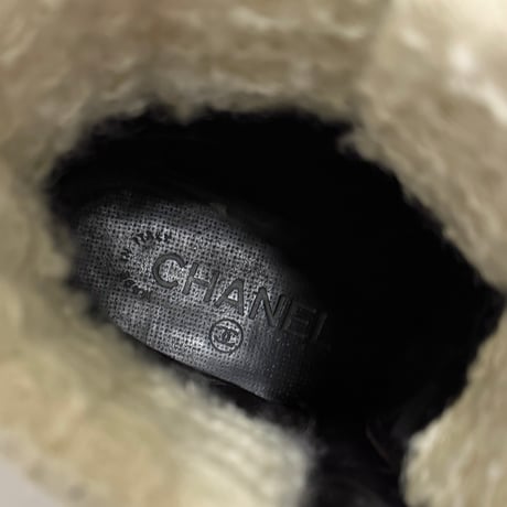 【USED】CHANEL 2015AW Wool Tweed Paneled Lace-Up Leather Short Boots