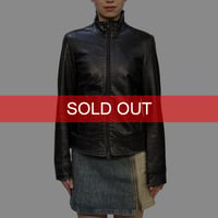 【USED】00's UNITED COLORS OF BENETTON Black Leather Jacket OPTI Zip