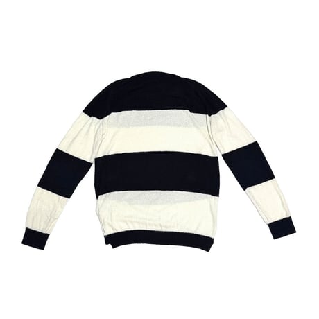 【USED】2010's DIESEL Italian Yarn Wide Stripe Pile Knit Sweater Black × Ivory Size:XL