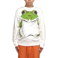 【USED】80's Zoosloose Giant Frog Double-Sided Print Sweatshirt White