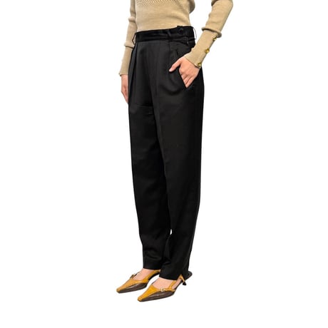 【USED】90's GIVENCHY PARIS Made in France Wool & Cashmere 2-Tuck Tapered Trousers