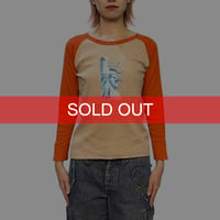 【USED】00's Levi’s RED TAB Rhinestone Statue of Liberty Raglan Long Sleeve T-shirt