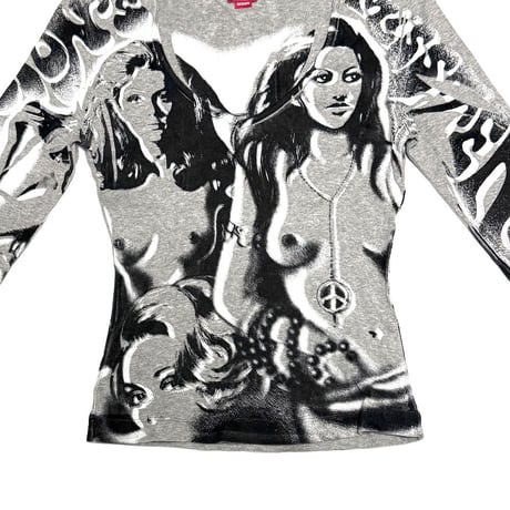 【USED】00's MISS SIXTY Hippie Girl All-Over Graphic Long Sleeve T-shirt
