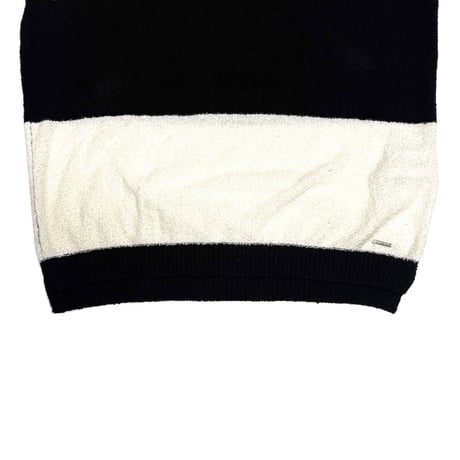 【USED】2010's DIESEL Italian Yarn Wide Stripe Pile Knit Sweater Black × Ivory Size:M