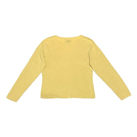 【USED】90's CHICO’S DESIGN Linen Blend Boat Neck Knit Sweater Lemon Yellow