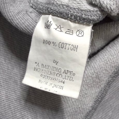【USED】90's A BATHING APE “BAPESTA” Center Logo Reverse Weave Sweatshirt Grey