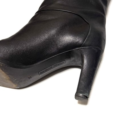 【USED】90's Veronique Branquinho Leather High Heel Long Boots Black