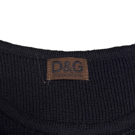 【USED】00's D&G Ribbed Knit T-shirt Black