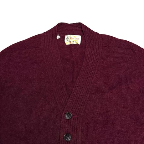 【USED】70's Simpsons HUNT CLUB Shetland Wool Cardigan Burgundy