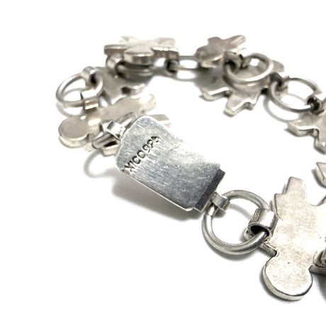 【USED】Vintage Mexican Silver Human Figure Link Bracelet