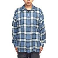 【USED】90's CLASSICS BY JANTZEN Blue Plaid Zip-Up Flannel Shirt