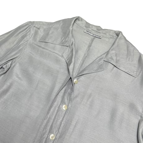 【USED】90's-00's EMPORIO ARMANI Silk-Blend Blouse Silver Grey