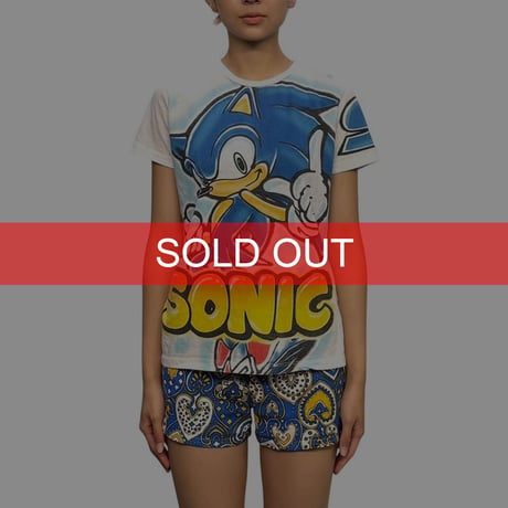 【USED】2010's SEGA SONIC THE HEDGEHOG AIRBRUSHED T-SHIRT