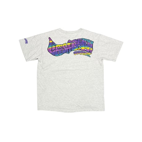 【USED】90's Life’s a Beach Rainbow Back Logo Print T-shirt Heather Grey