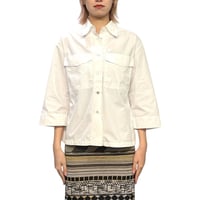 【USED】90's DRIES VAN NOTEN Boxy 3/4 Sleeve Cotton Blouse Made in Belgium
