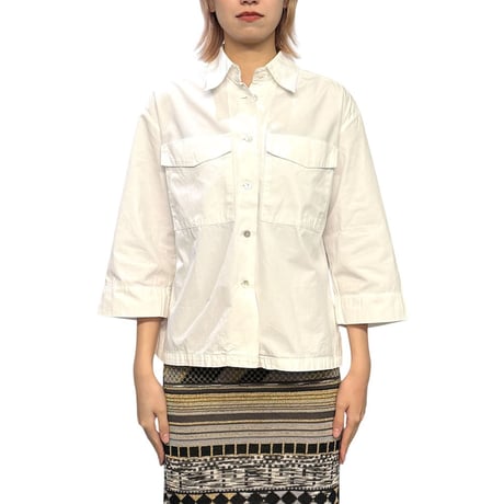 【USED】90's DRIES VAN NOTEN Boxy 3/4 Sleeve Cotton Blouse Made in Belgium