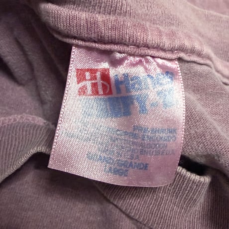 【USED】90's Hanes Embroidered Logo Garment Dyed T-shirt Dusty Pink