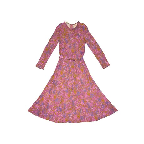 【USED】70's Ken Scott Floral Print Long Dress Made in Italy