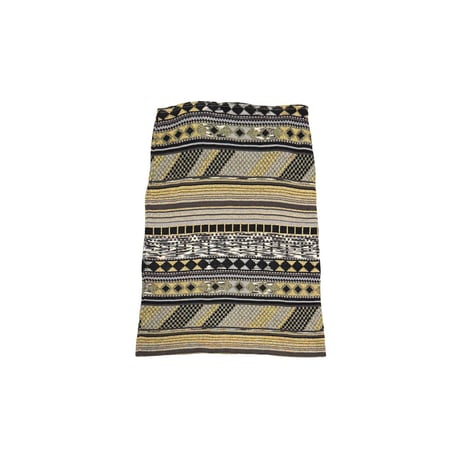 【USED】80's-90's KENZO JUNGLE Mixed Knit Jacquard Pencil Skirt Made in France