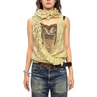 【USED】90's-00's DRIES VAN NOTEN All-Over Lace Asymmetric Ruffle Sleeveless Top