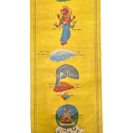 【USED】Vintage Indian Region Hand-Painted Hindu Tantric Cosmological Scroll