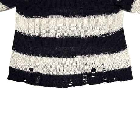 【USED】2020AW Acne Studios Distressed Striped Mohair-Blend Knit Sweater