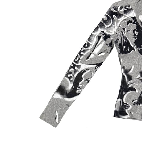 【USED】00's MISS SIXTY Hippie Girl All-Over Graphic Long Sleeve T-shirt