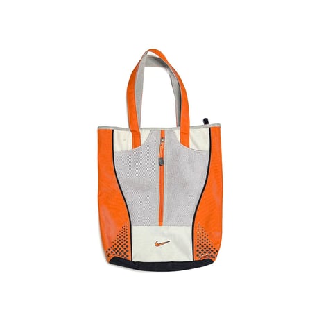 【USED】00's NIKE Cyber Rave Mesh Tote Bag Orange × Grey