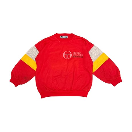 【USED】80's SERGIO TACCHINI RUNNING Color Block Sweatshirt Red