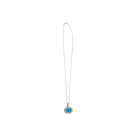 【BOOMBABA BOUTIQUE】(No.26)Sterling w/ Turquoise Flower Necklace 925 sterling silver; turquoise