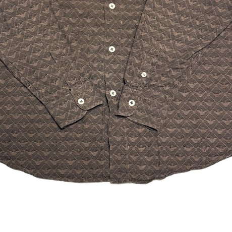 【USED】90's ARMANI JEANS Jacquard Woven All-Over Icon Pattern Button-Down Shirt
