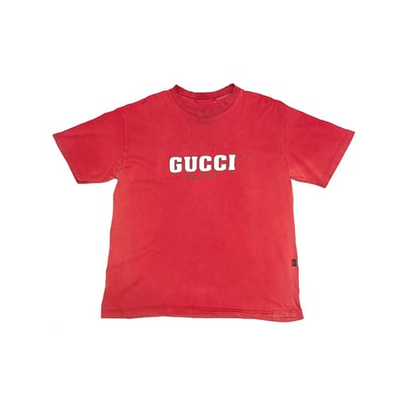 【USED】90's Bootleg Famous Italian Brand Logo T-shirt Fade Red