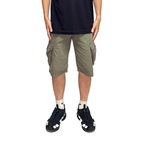 【USED】00's NIKE Ripstop Diagonal Pocket Cargo Shorts Olive