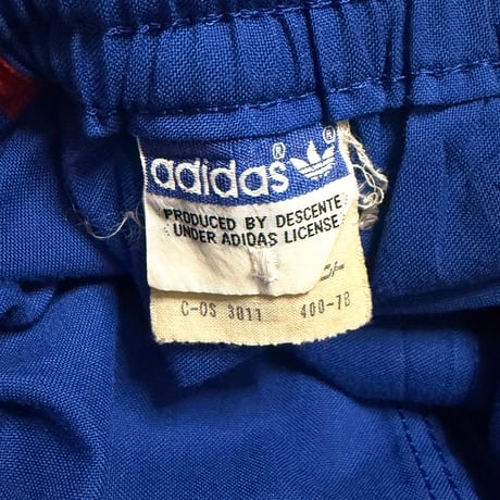 【USED】80's adidas DESCENTE Numbering Running Shorts Blue × Red