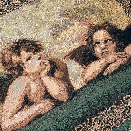 【USED】Vintage Raphael Sanzio “Sistine Madonna” Woven Tapestry Blanket