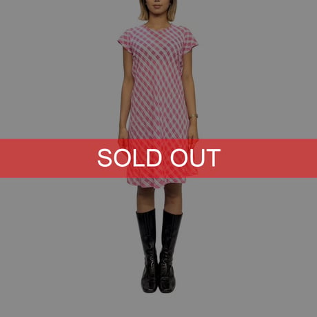 【USED】90's agnès b. Paris Pink Check Cotton Dress Made in France