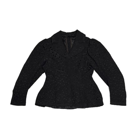 【USED】c.1900 French Vintage Black Jacquard Peplum Jacket