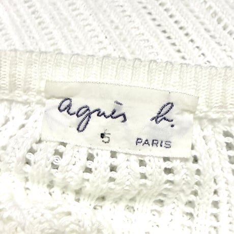 【USED】90's agnes b. PARIS Sheer Rib Knit T-Shirt Made in France